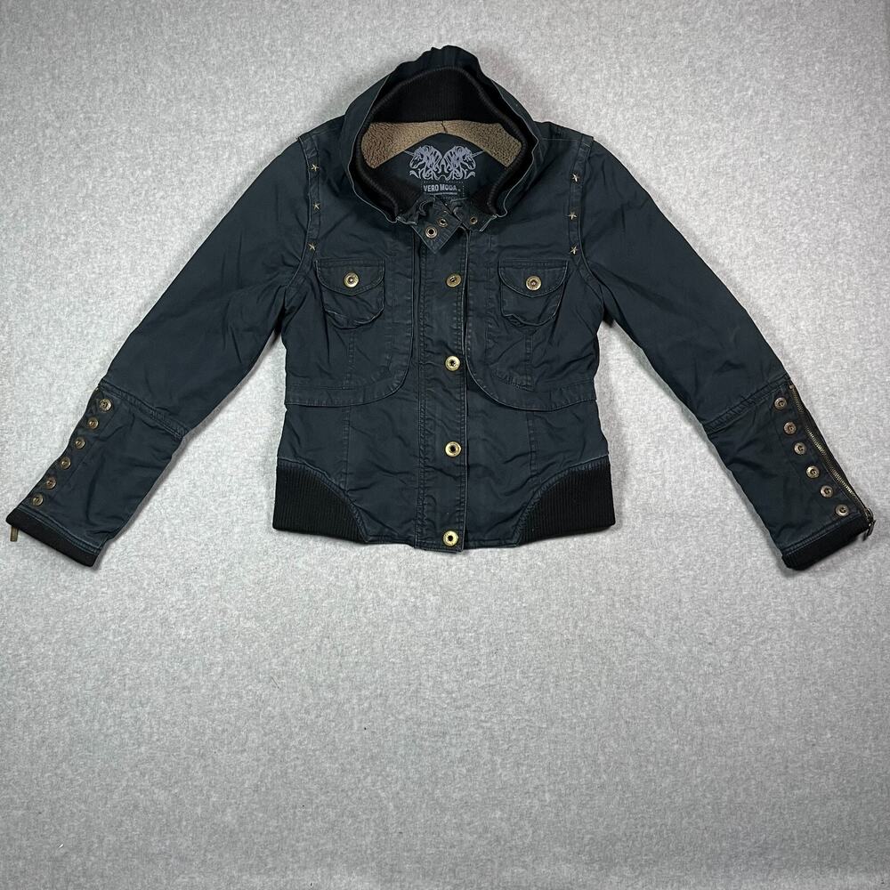 Vero Moda Cargo Utility Jacket Women's Size Small Black Cotton Outdoor Preowned